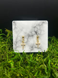 Gold Cross Earring with Rhinestones