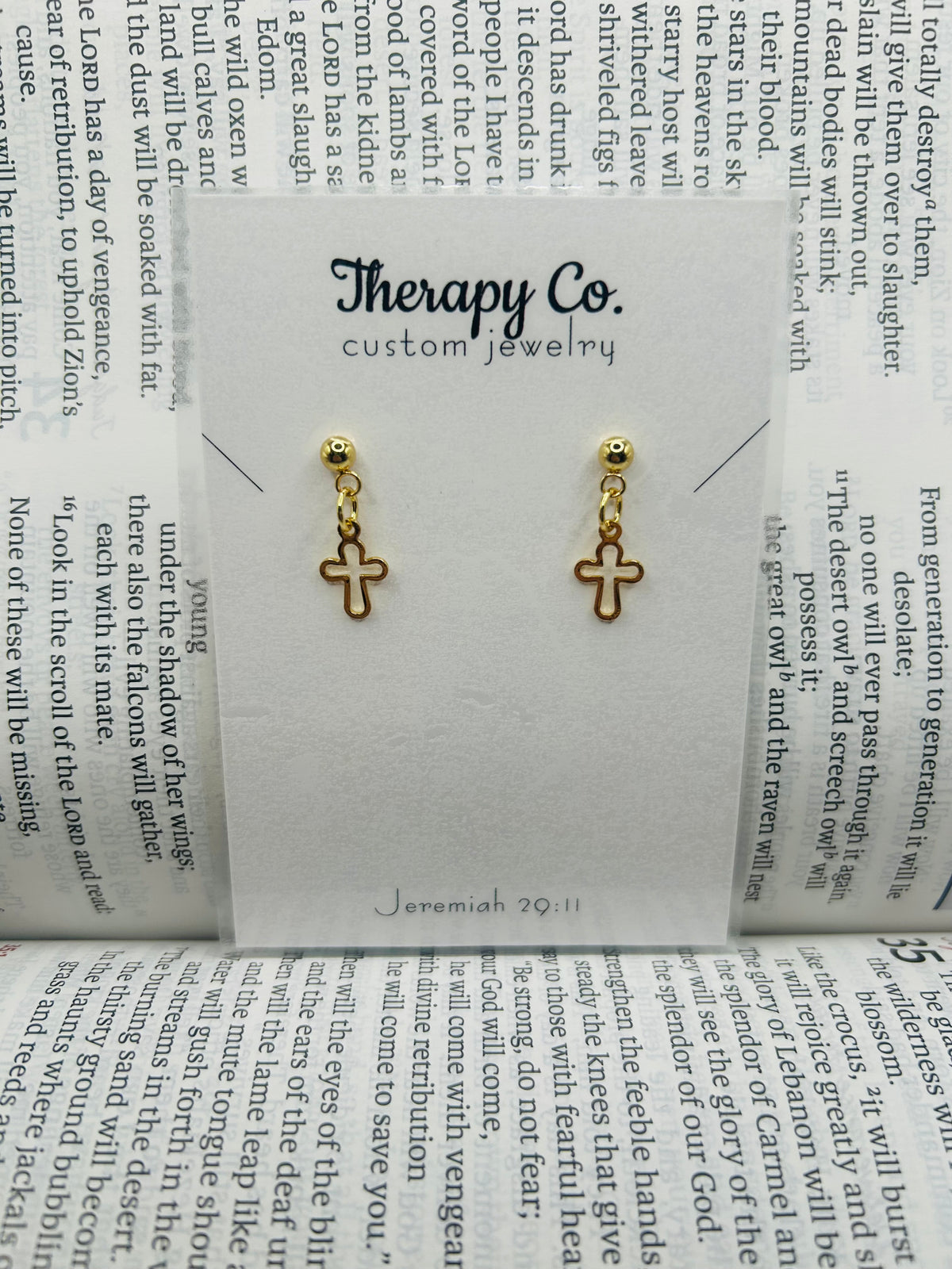 Lightweight Hollowed Cross Earrings